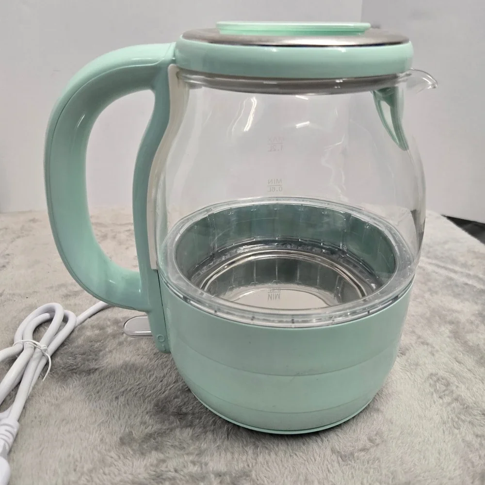 Elite Gourmet EKT1220M Electric Glass Kettle 1.2L Mint Green Adjustable Temp